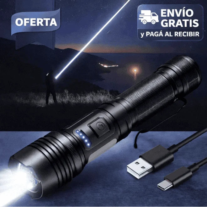 Linterna Potente Recargable con Zoom ⭐⭐⭐⭐⭐