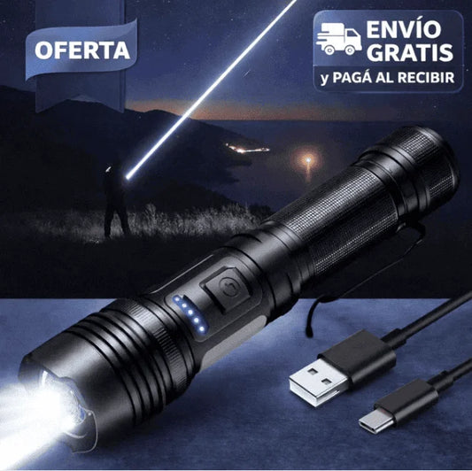 Linterna Potente Recargable con Zoom ⭐⭐⭐⭐⭐